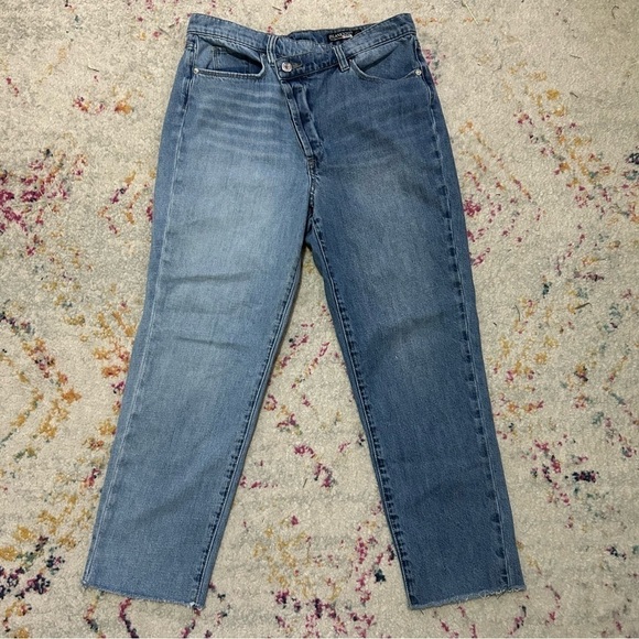 Blank NYC Asymmetric Two Tone Criss Cross Jeans in Blue sz 29 - Picture 3 of 5